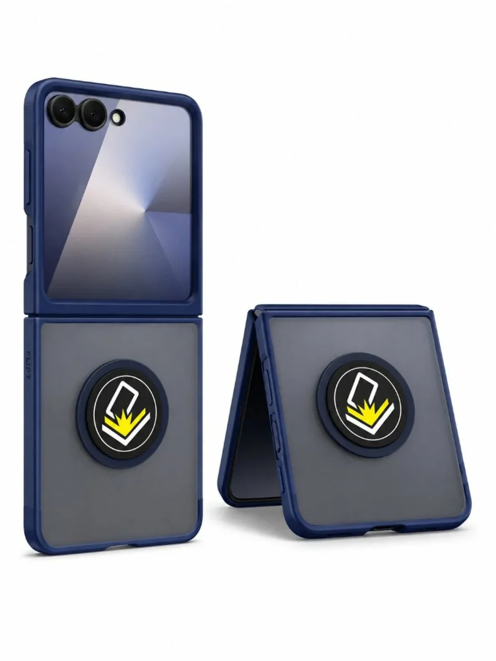 Samsung Galaxy Z Flip 7 Case Clear Blue Ring Stand Protective Cover New